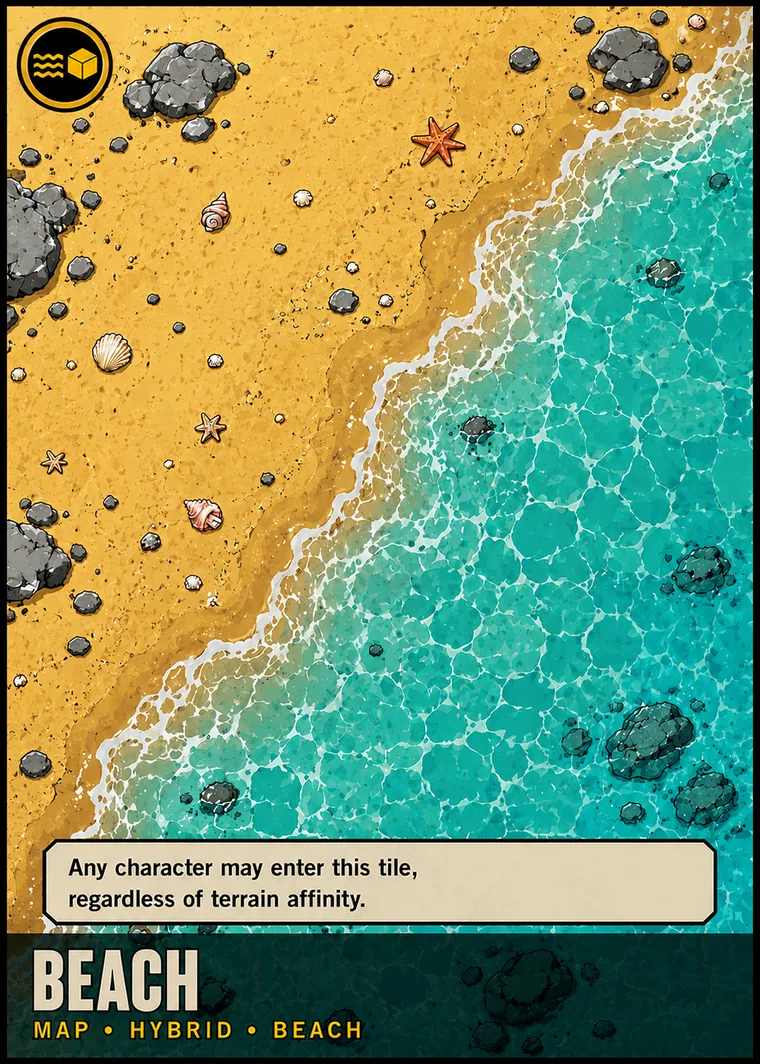 Beach terrain card, placeholder art