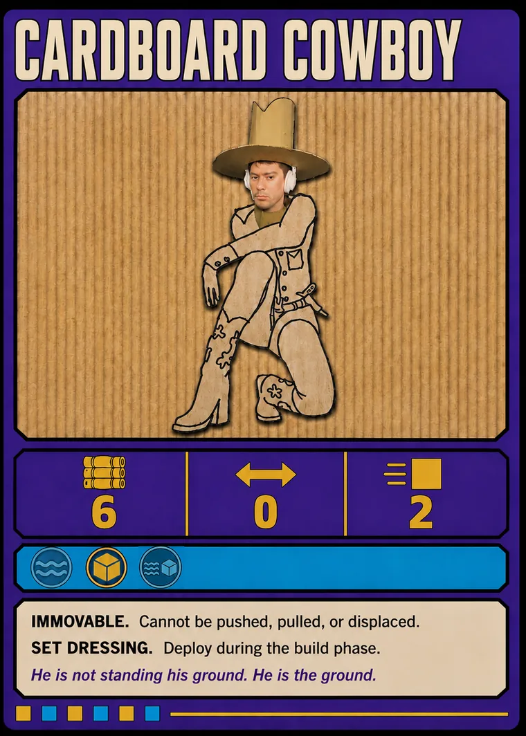 Cardboard Cowboy hero card, placeholder art