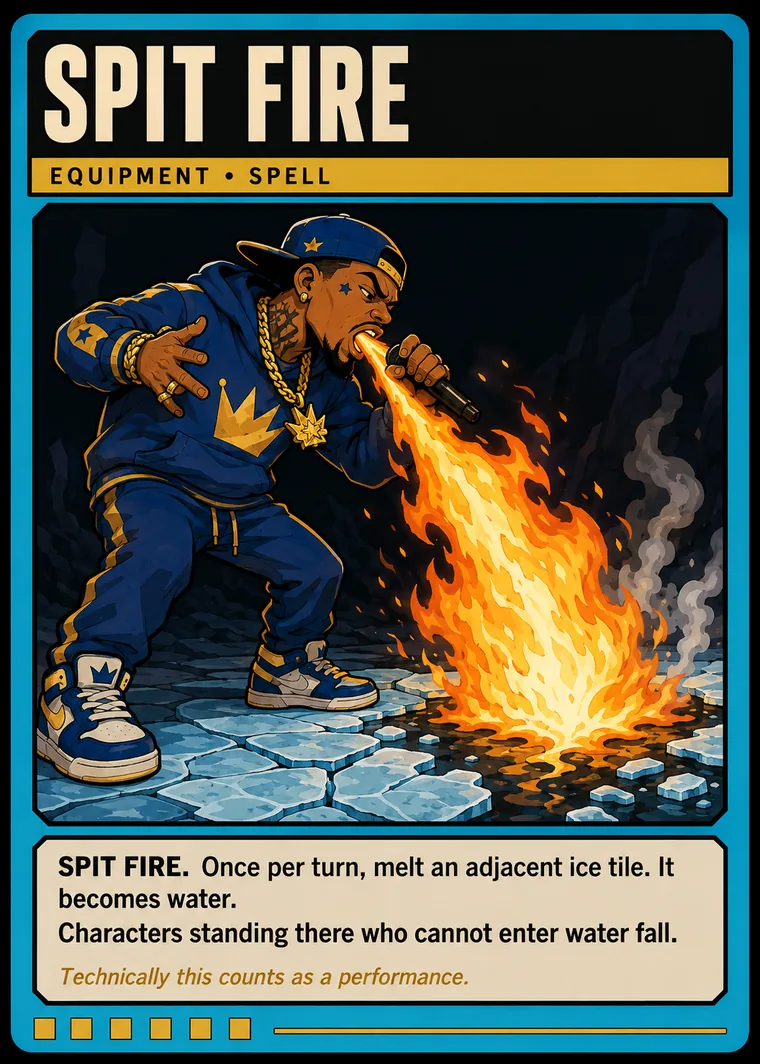 Spit Fire equipment card, placeholder art