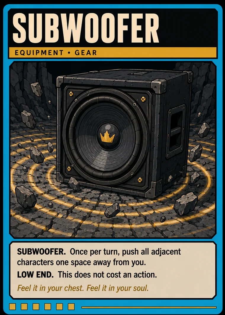 Subwoofer equipment card, placeholder art